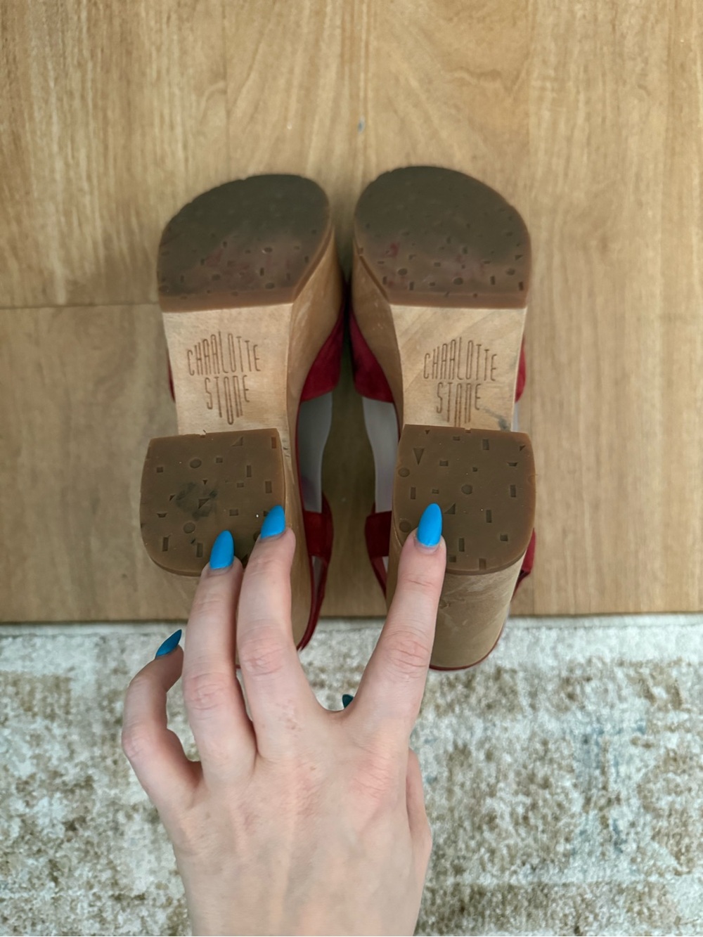 Charlotte Stone - Suede Sal Clog Heels - Red - Picture 6 of 8